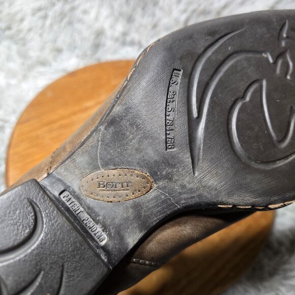 Born Womens Kinney Boot Size 9 Block Heel Shootie Brown Leather Slip On Shoe - Picture 10 of 10